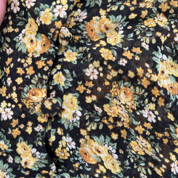 Sézane Irena Black Yellow Floral Ruffle Short Sleeve Blouse FR 34 - Picture 6 of 7